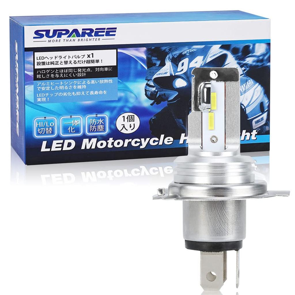 SUPAREE H4 LED Motorcycle Headlight, HI/LO Switching, Fanless, Compatible with Vehicle Inspection, LED Bulb,