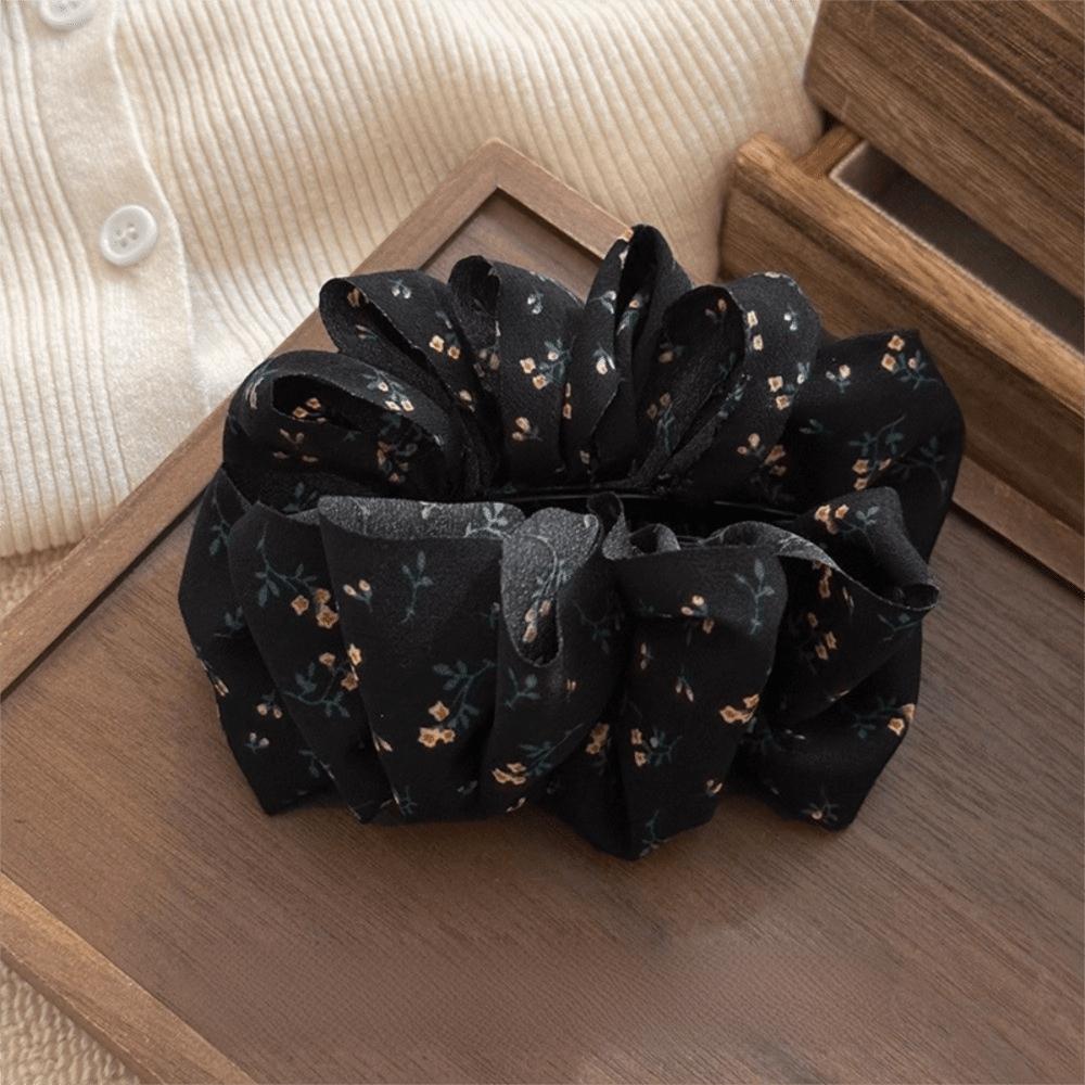 

Cloth Hair Claw Clips Polka Dot Ponytail Clip Elegant Banana Clip Hair Clip Hair Accessories Black Flower