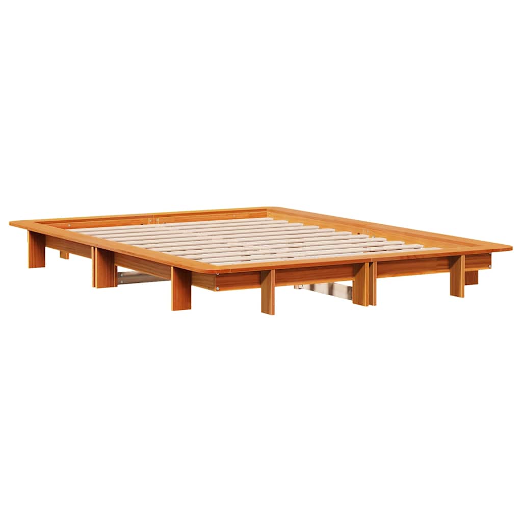Vidaxl Bed Frame Without Mattress, Waxed Brown, 120X190 Cm, Pine