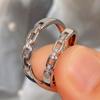 Huitan Hochwertiger silberfarbener Fingerring für Liebhaber, einfache, stilvolle Kettenbänder, Paargeschenk, Frauen- und Männerringe, trendiger Schmuck