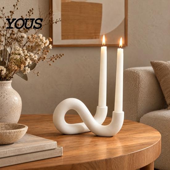 Unique 3D Printed Candle Stand Infinity Loop Taper Holder, Abstract 2?Candlestick Geometric for Two Candles Minimalist Dining Table Decor,