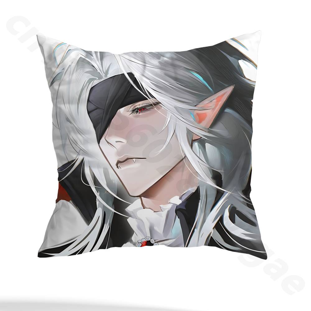 G-Genshin Rerir Reflective Pillow Case Square Double-Sided Printing Short Plush Sofa Cushion Cover Bedroom Bedside Pillow
