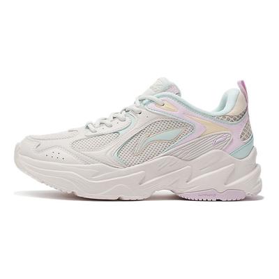 Li Ning Trendy Hardloopschoenen Dames Sneakers Wit Roze ARLS008-4
