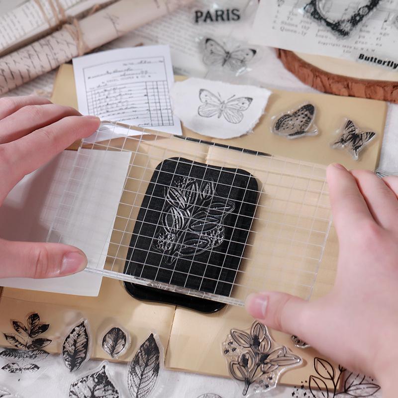 Set ștampile siliconice Artă Retro: Designuri Digitale pentru Plante și Ștampile Poștale pentru Decorațiuni DIY