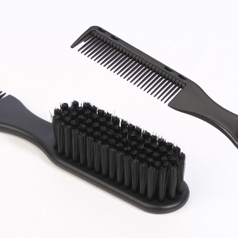 Double-sided Comb Brush Black Small Beard Styling Brush Professional Shave Beard Brush Barber Vintage Carving Cleaning Brush