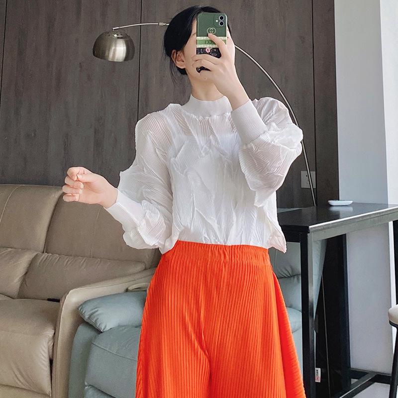 

Женская блузка из шифона с плиссировкой и длинным рукавом на весну 2024 года One Size белый