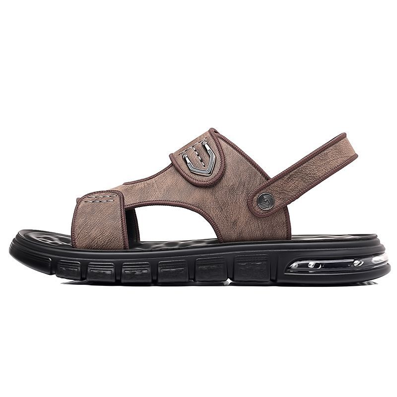 FashionNew Men Genuine Leather Shoes Men's Sandals Durable Handmade Stitching Close Toe Non Slip Shoes For Indoor Outdoor Beach