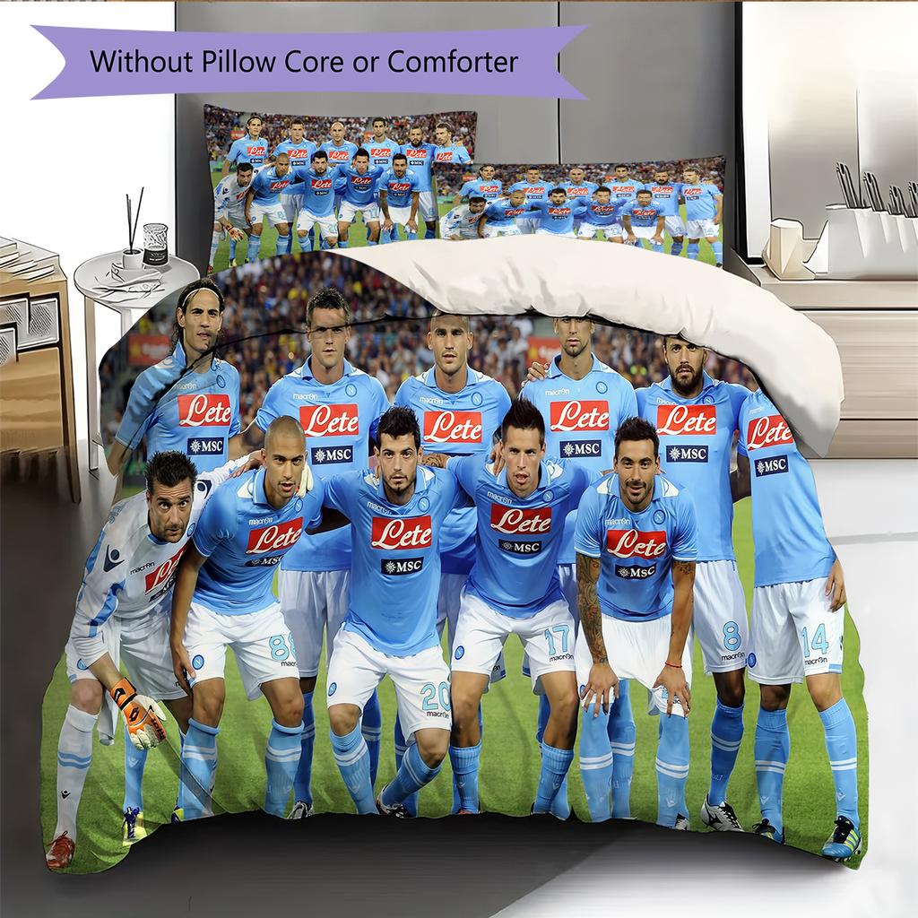 Napoli Football Team Pattern Bedding Home Decoration Birthday Gift (1 * Duvet Cover + 2 * Pillowcase, Without Core)
