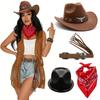 Cowgirl-Ensemble Mit Besticktem Rodeos-Hut, Dekorativem Gürtel Und Buntem Bandana Für Cosplay-Event