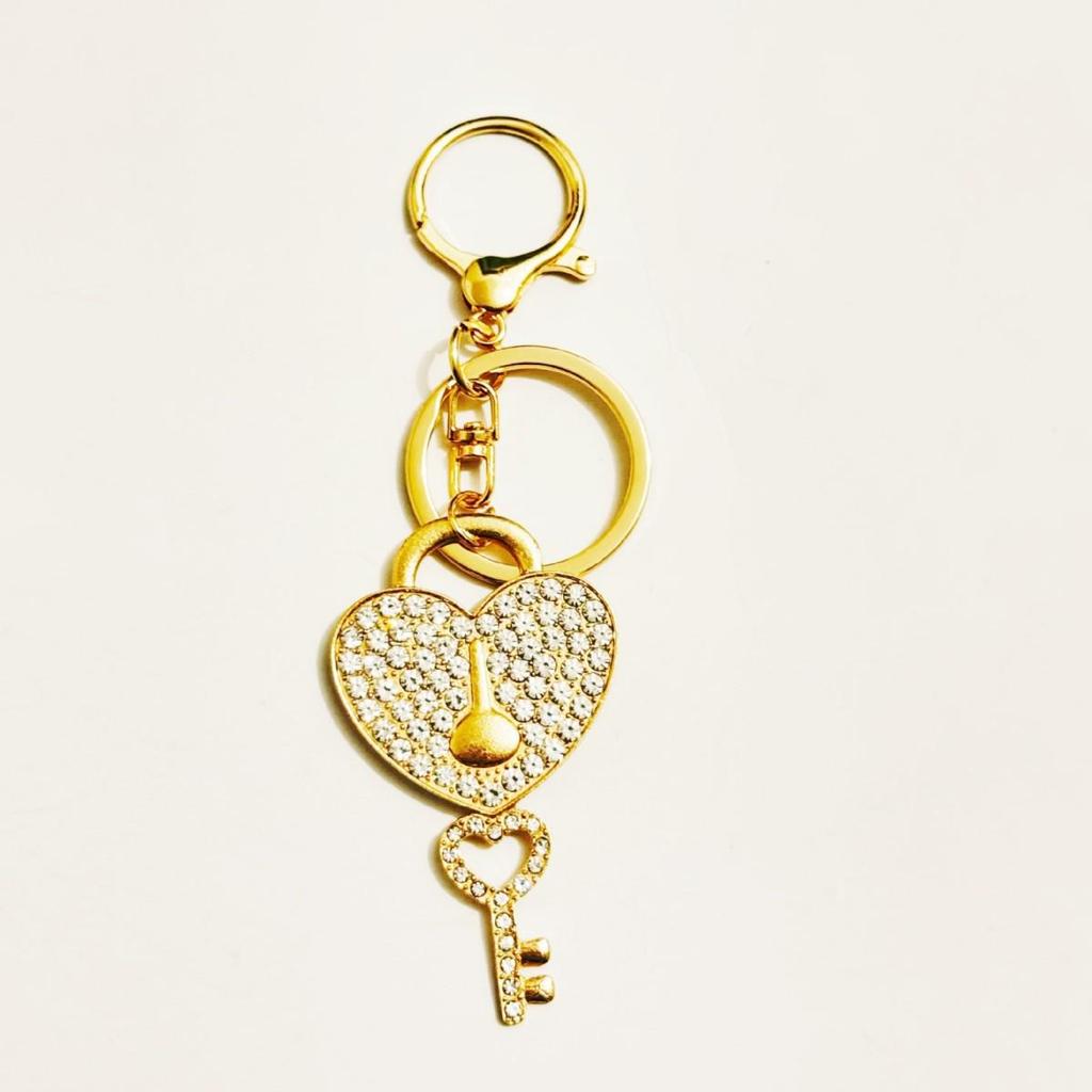 Versatile Heart Keychain Pendant with Full Diamond Design