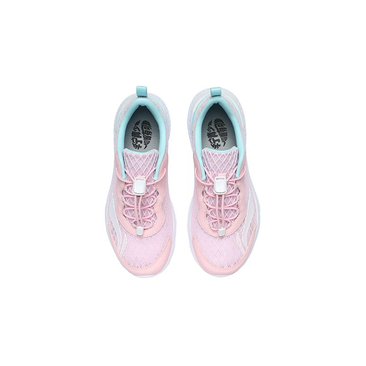 Li Ning Lightweight Breathable Shock Absorbing Low Top Running Shoes Kids sneakers Pink Blue YKFR024-4