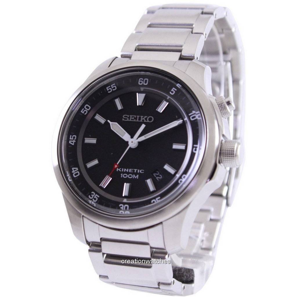 

Відновлені чоловічі годинники Seiko Neo Sports Kinetic 100M з чорним циферблатом SKA685 SKA685P1 SKA685P чорний