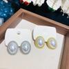 Imitation Pearl Zircon Retro Elegant Irregular Oval Square Hollow Out Earrings for Women Party Autumn Winter Jewelry
