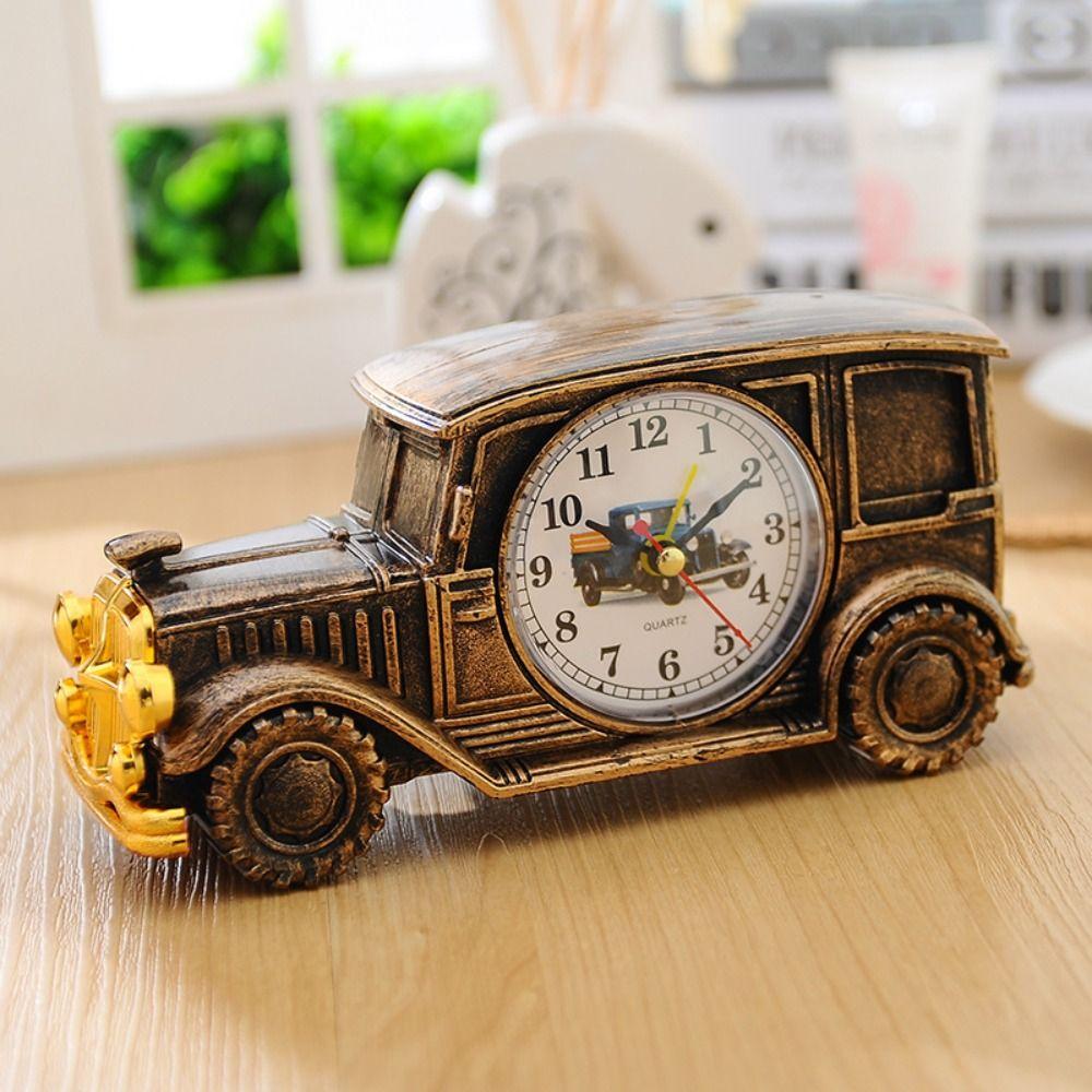 Digital Pointer Table Clock Car Shape Antique Clock Classic Car Alarm Clock Electronic Alarm Clock