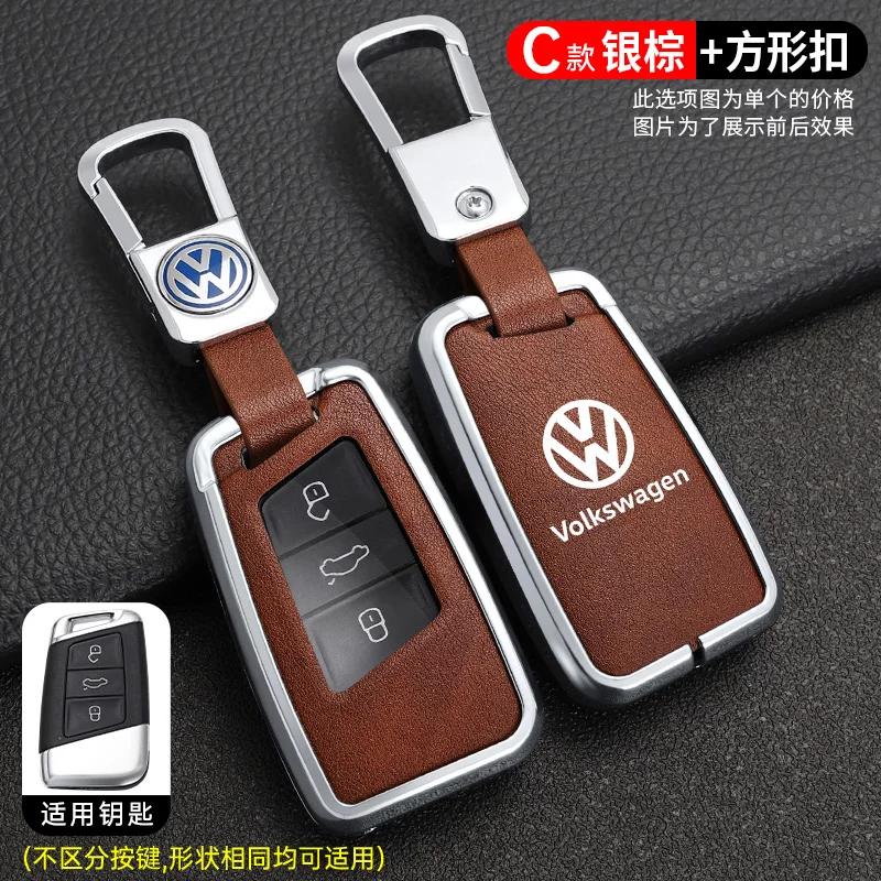 New Leather Car Remote Key Case Cover Shell Fob for VW Volkswagen Magotan GTE Passat B6 B7 B8 CC Arteon Auto Key Sleeve Acc