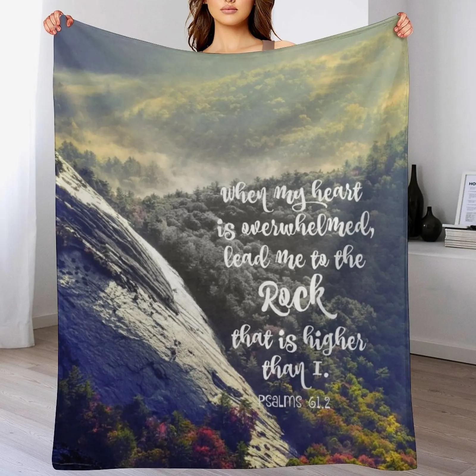When my Heart is Overwhelmed Bible Verse Throw Blanket Color Fast Cozy Throw Blanket 102x76cm(40x30in)