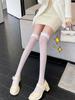 White Wisteria Knee Length Stockings Lace Lace Over Knee Tower Thin Long Tube Stockings Women JK Long Stockings