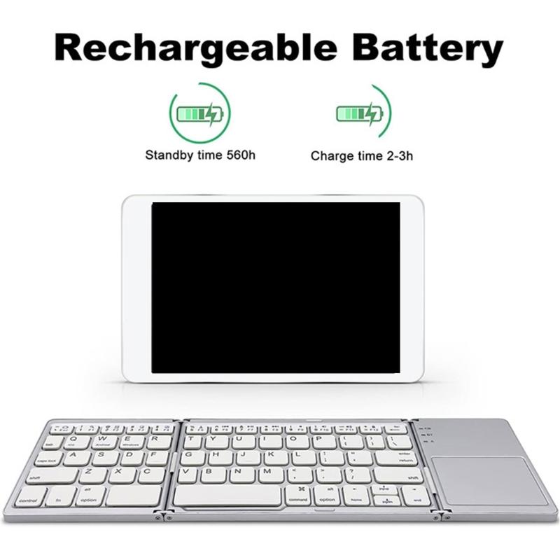 Wireless Keyboard Folding Pocket Size Keypad with Touchpad For Tablets Pad For 40Hrs Long Battery Service For Tablet PC