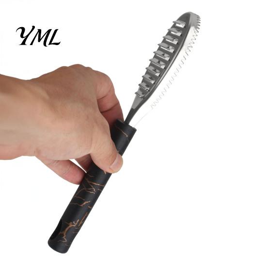 Rust Resistant Fish Scaler Stainless Steel Scale Remover, Compact with Ergonomic Non-slip Professional Brush Handle, Multifunctional Ginger Grater for