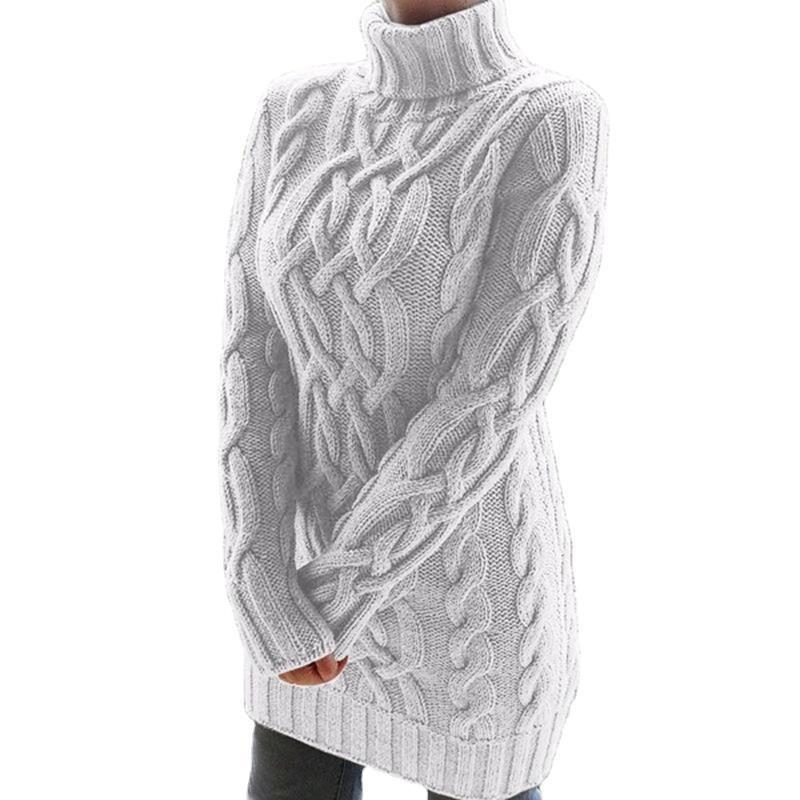 Autumn and Winter Long Sleeve Casual Knitted Sweater Dress Women Vintage Slim Fit Solid Knitted Dress Women Elegant Turtleneck Sexy Lady Dresses 24905