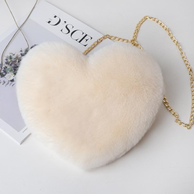 

Fashion Love Bag, Peach Heart Bag, Women s Chain Crossbody Bag, Plush Single Shoulder Plush Bag, Coin Purse