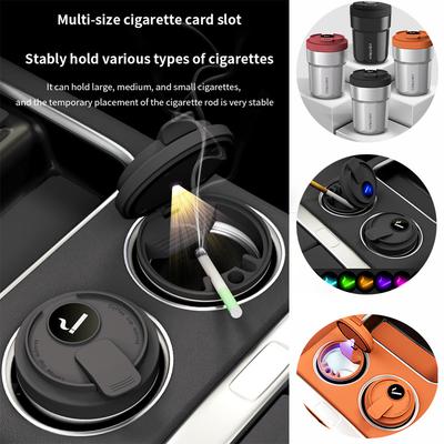 Car Coffee Cup Style Ashtray Garbage Coin Storage Cup Container Cigar Ashtray Holder Metal Lining & ABS Shell Car LED Ashtray