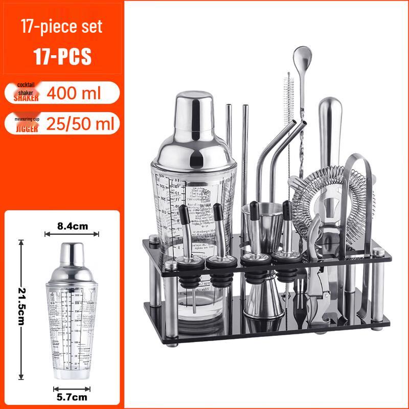 Stainless Steel Boston Cocktail Shaker Set with Stand