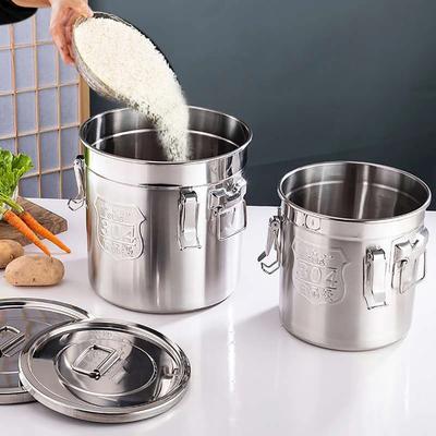 Moisture-proof Kitchen Grain Container 304 Stainless Steel Soup Bucket Milk Storage Bucket Cereal
