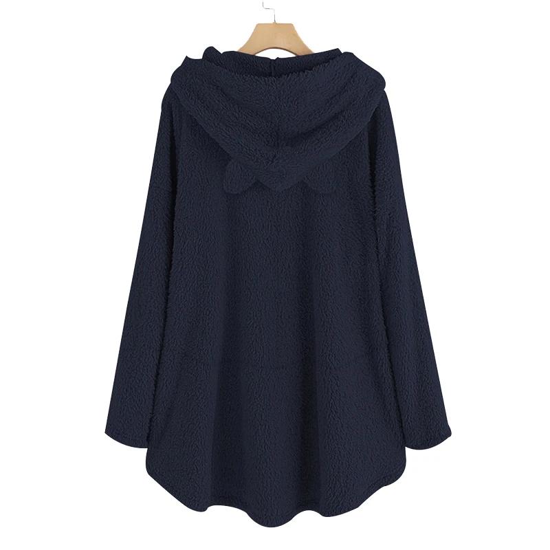 Gemütliche Cartoon Katzenohren Fleece Winter Pyjamas Hoodies für Damen Kapuzenpullover Langarm Damen Pullover Oberteile