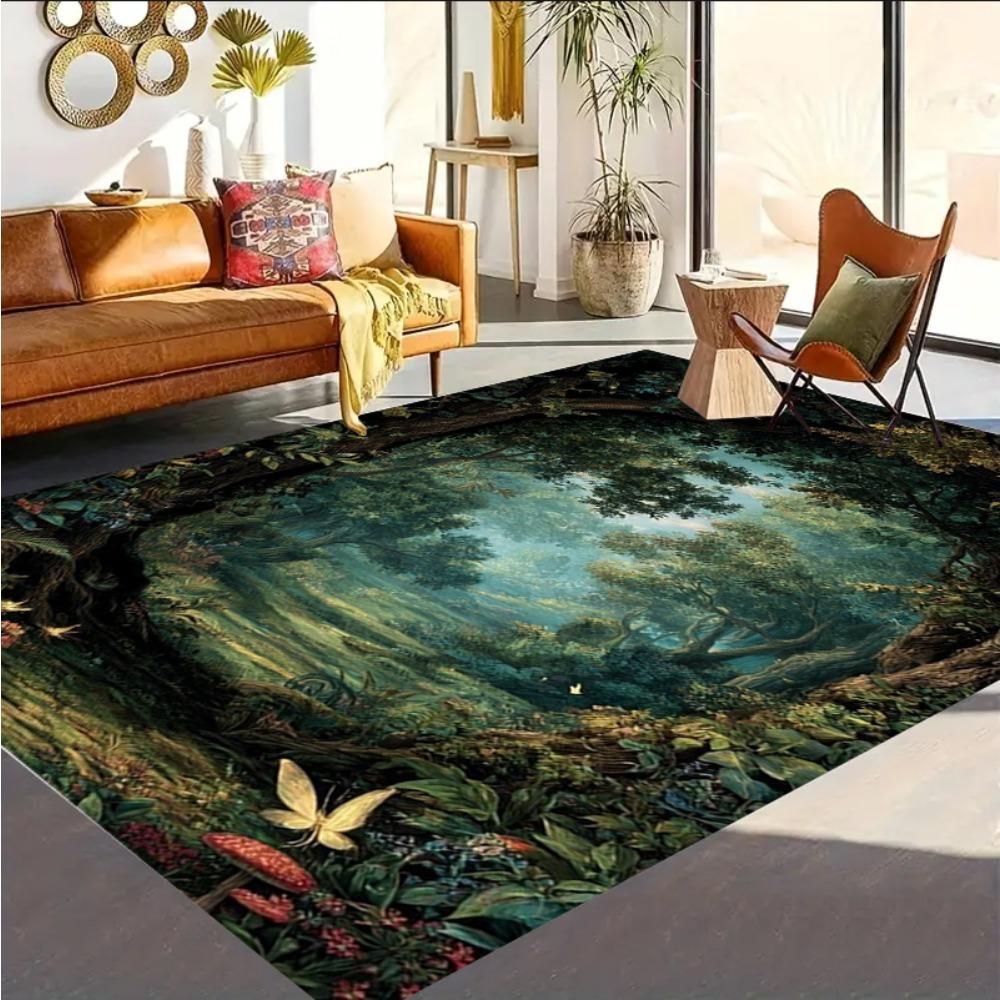 Forest Carpet Mat Rug Home Decoration Living Room Floor Rug Nature Flower Pattern Butterfly Design Indoor Area Rug Carpet