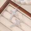 Vintage Silvery Plated Cross Shaped Dangle Earrings Women's Classic Hammer Pattern Handmade Pendant Earrings Jewelry Accessories