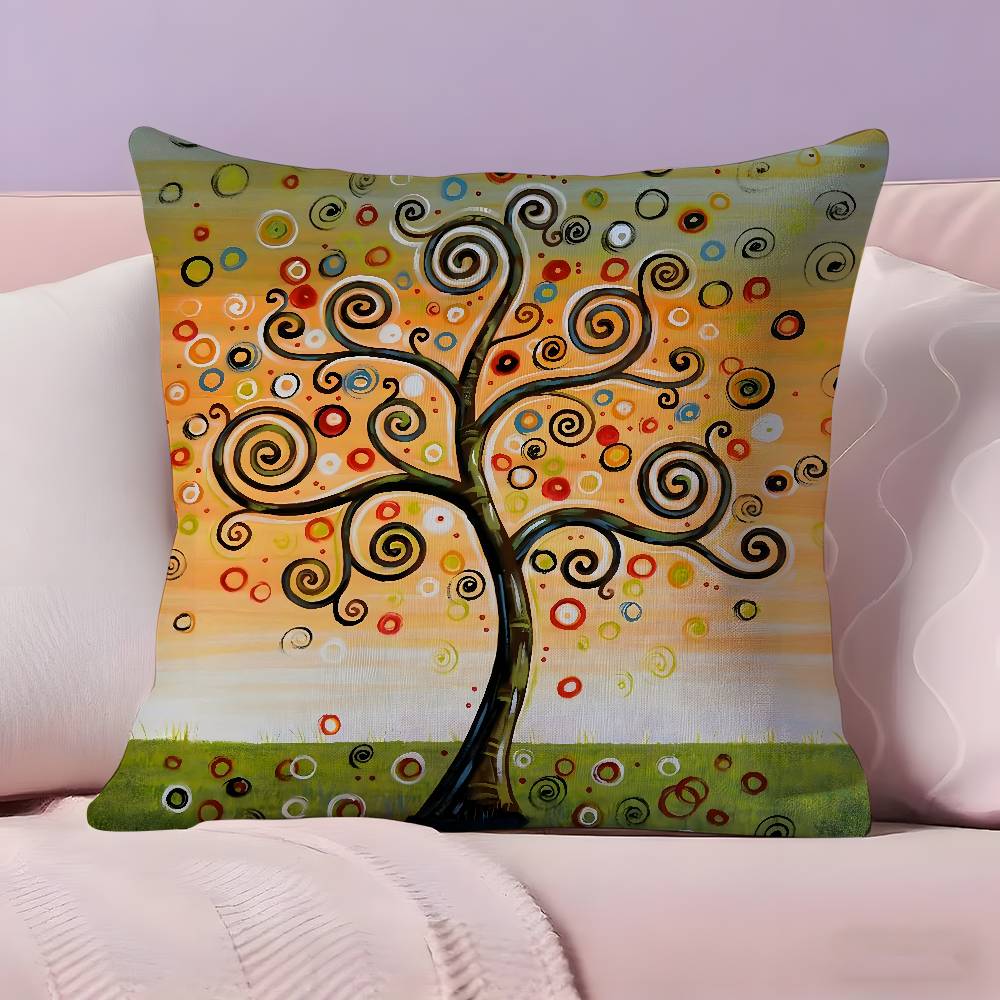 Colored Tree Pillow Case  Ultra Soft Skin Friendly Fabric Cloud Like Comfort & Concealed Zipper