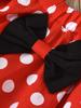 Kids Girls 3 Piece Outfit Long Sleeve Top with Flutter Sleeves Polka Dot Dress and Bow Headband Spring Autumn Set