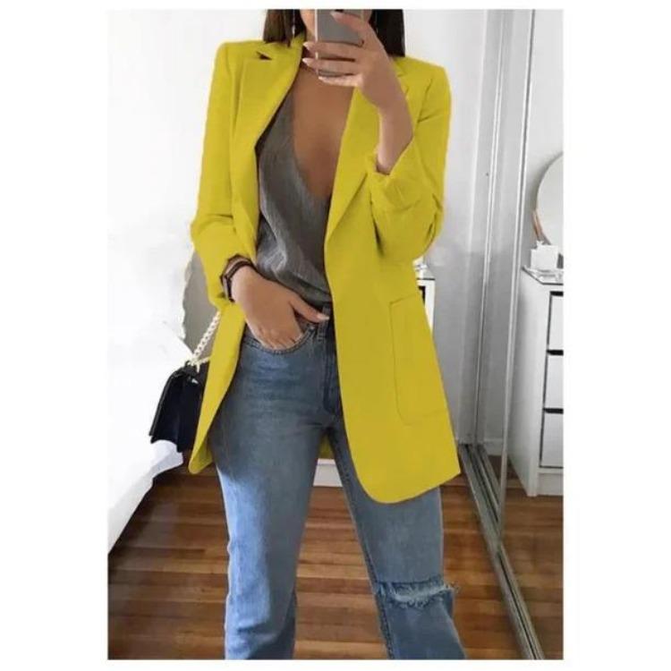 Plus Size Blazer Cardigan For Women Autumn Winter Casual Overcoat Solid Lapel Jacket Large Topcoat