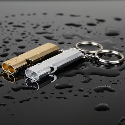 1pc Flat Aluminum Dual Frequency Survival Whistle Double Barrel Outdoor Survival Whistle EDC Tool