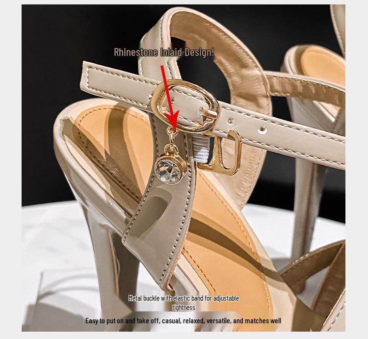 Huidong Women's Cross-Strap Steel Pole Dancing Stiletto High Heel Sandals with Waterproof Platform.