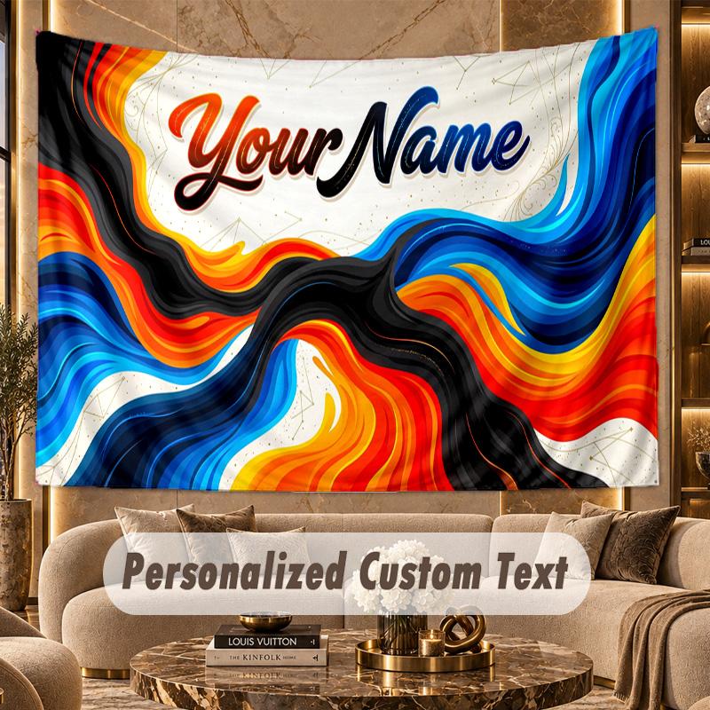 Abstract Geometric (1) Theme Personalized Tapestry Custom Name Text Wall Hanging Tapestry Home Background Decoration