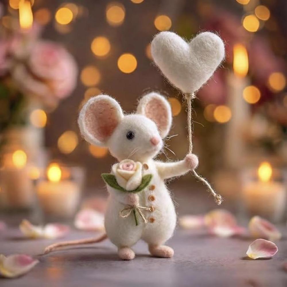 Craft Needle Felting Supply Needle Felted Mouse Cute Mouse Figurine Gifts Felt Mice Ornaments Handmade
