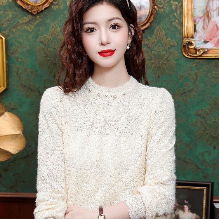 Thickened Lace Shirt, Stylish and Warm, Thick and Fashionable, with Down Thickened Base Shirt for Autumn and Winter, Inner Wear for Women.