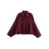 Women's Polo Neck Long Sleeve Bomber Jacket Loose Fit Streetwear Outerwear Suede Texture Coat