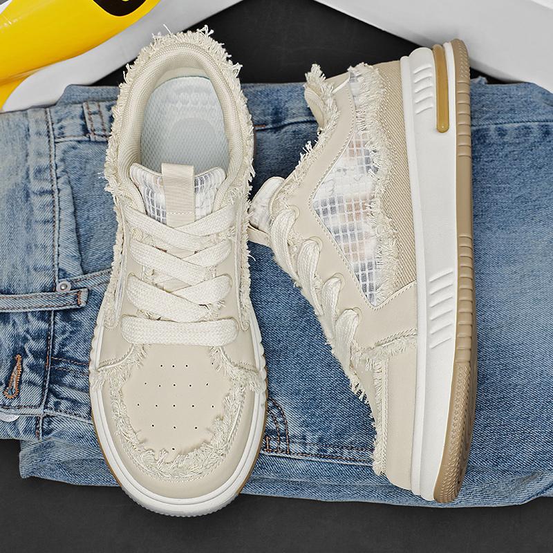 

2024 New Niche Design Bread Trendy Shoes Men s Casual Board Shoes Thick Sole Lightweight Sports Casual Fashion Versatile 39 бежевый