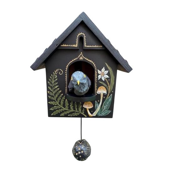 Whimsical Kinetic Art Birdhouse Wall Decor Handmade Wooden Decorative Wall Ornament Patchwork Garden Decoration