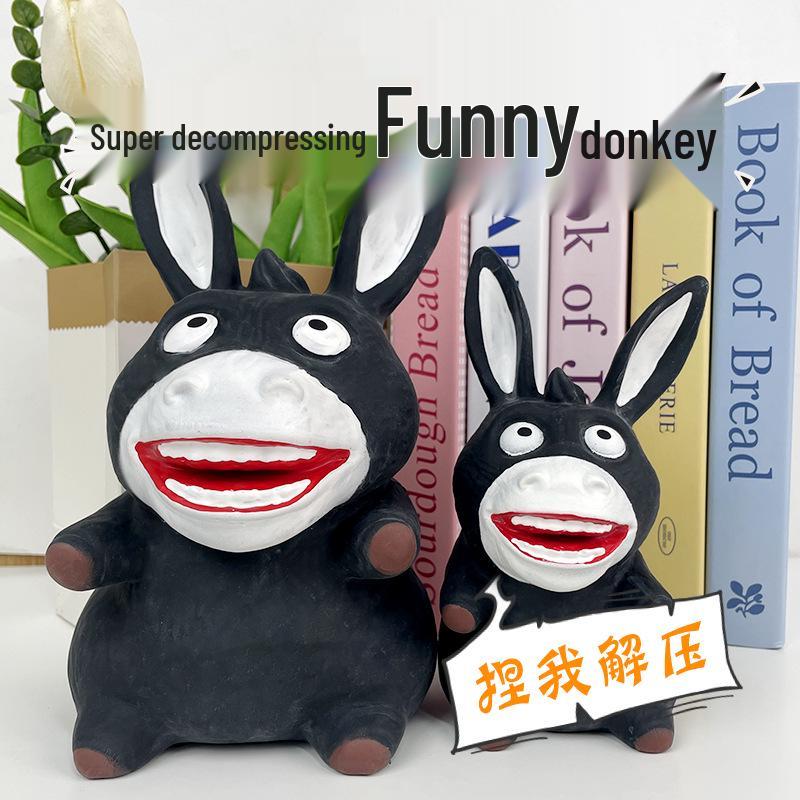 

Супер милая декомпрессионная игрушка-антистресс в виде длинноухого ослика - Наполнена песком, с большим ртом Small, 0.55KG, 16CM