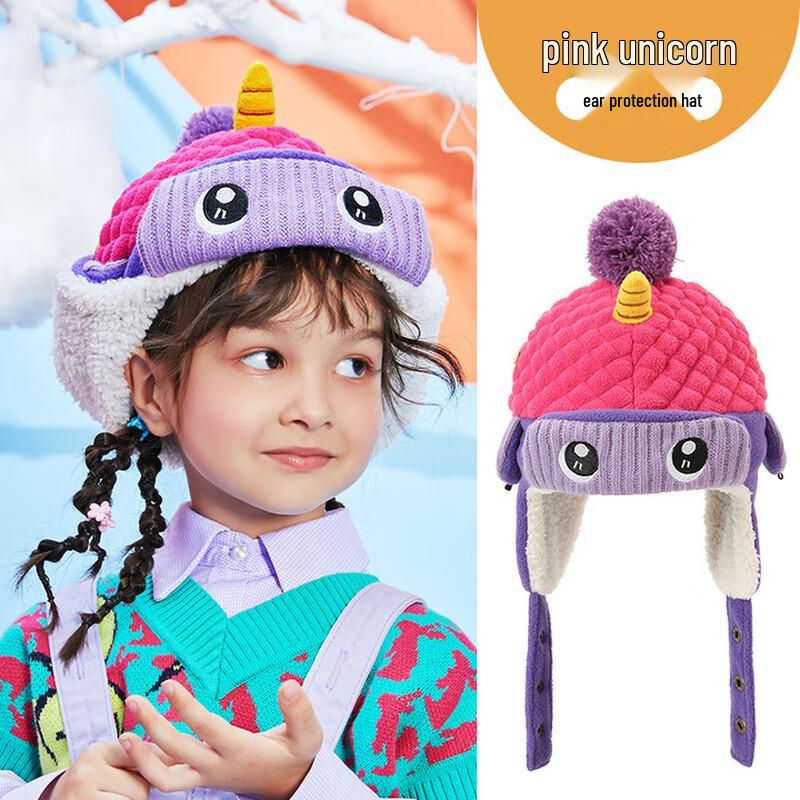 Lemonkid Kids Warm Pink Unicorn Hat & Scarf Set