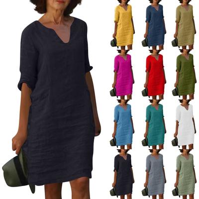 Women's Lightweight Summer Dress Midi Summer Beach Dress Boho Dress V-Neck Summer Dresses Elegant Dress