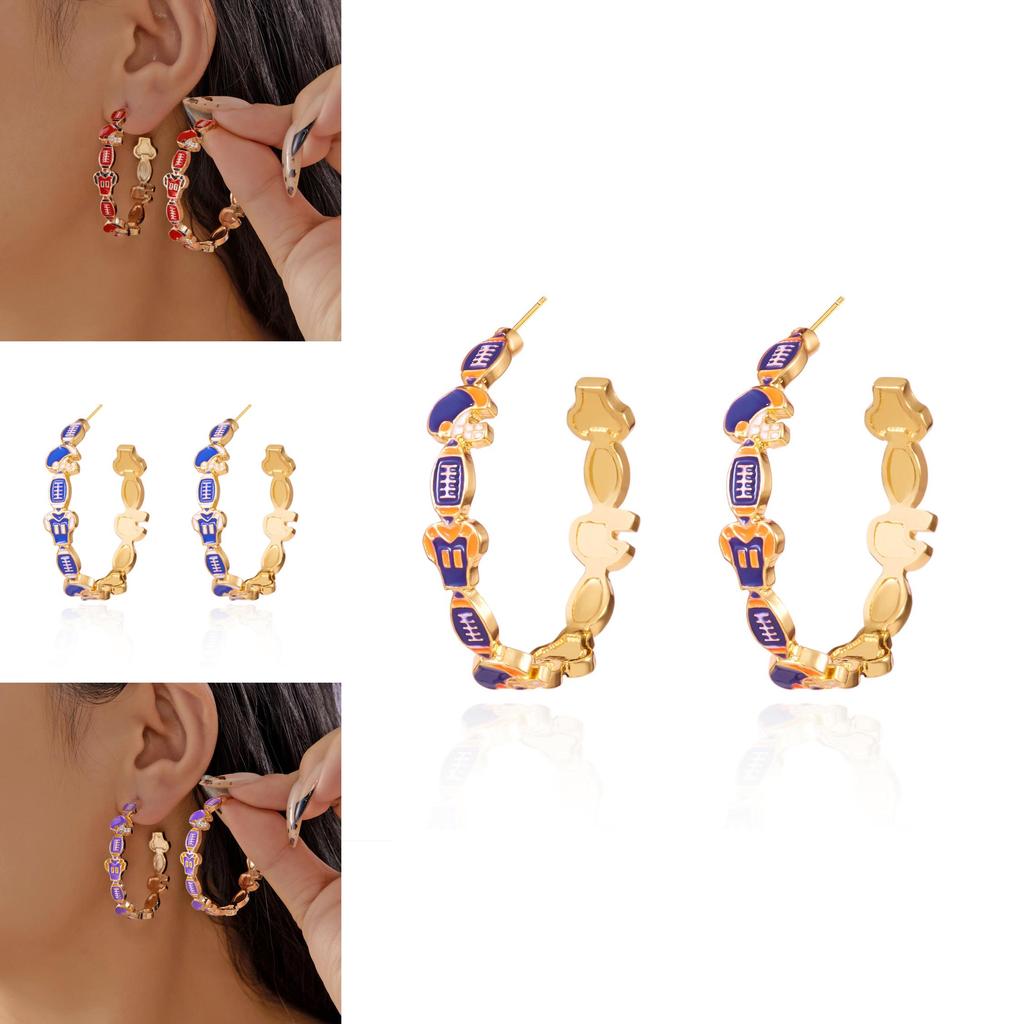 Casual Cool Unique Football Volleyball Earrings In Alloy With Electroplated Finish For Women