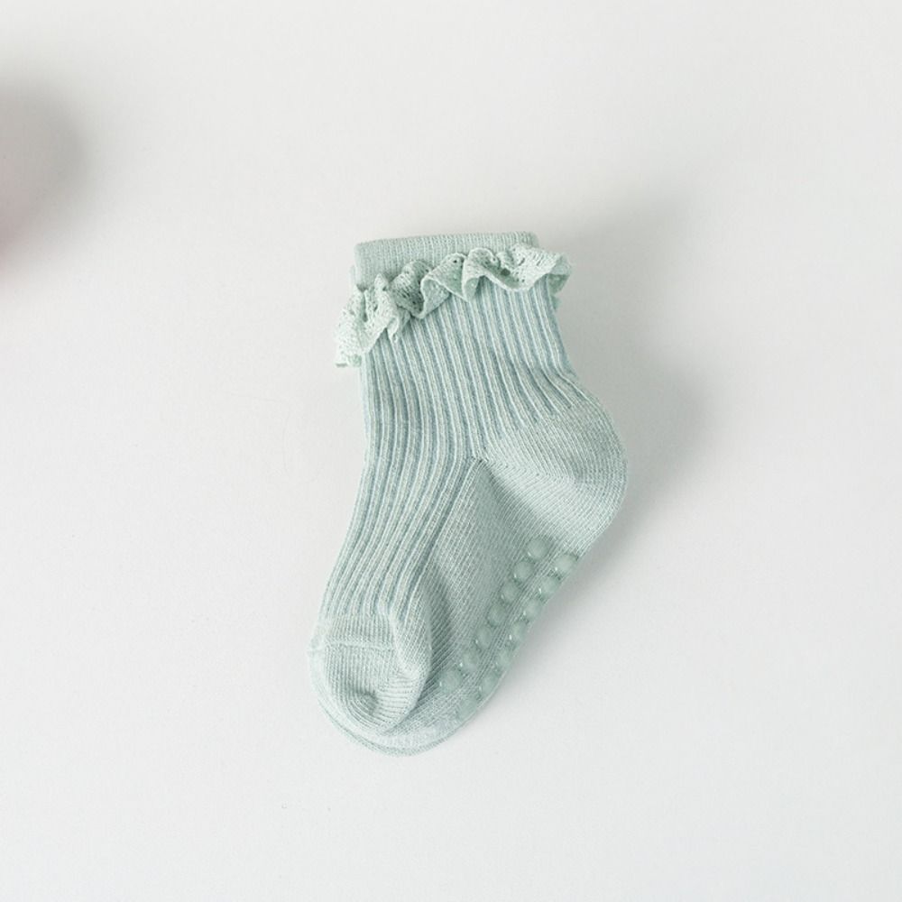 5Pairs Non-slip Kids Tube Sock Lace Toddle Walking Socks Sweet Baby Ruffle Socks  First Walkers