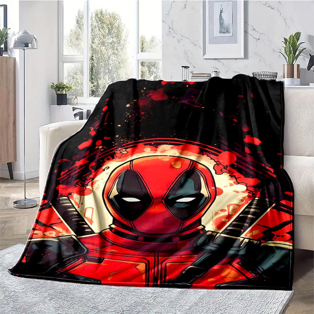 Deadpool Theme Printed Blanket - Perfect for Couch, Bed, Travel & Outdoor Use | Machine Washable, Cozy & Durable.