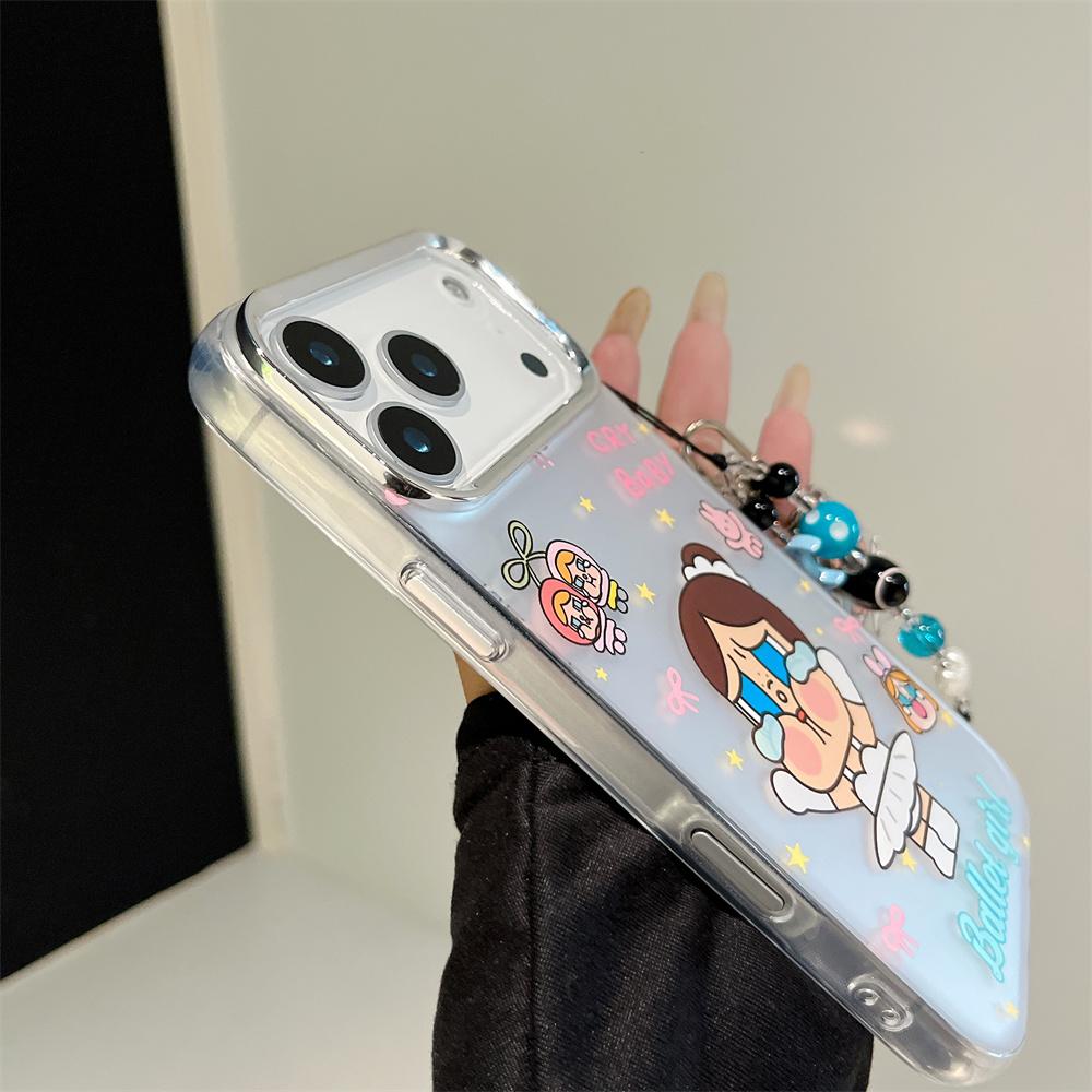 Funny cartoon cherry girl bunny phone case for iPhone 17 Pro 16 Pro Max 15 14 cover with chain kawaii protective cover For 17