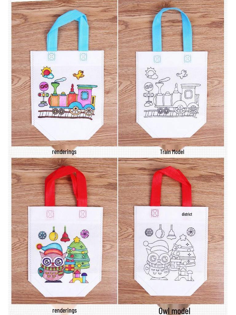 Children's DIY Graffiti Tote Bag – Eco-friendly Non-woven Art Bag for Creative Kindergarten Projects